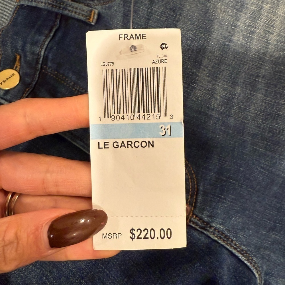 đ„NWT FRAME Le Garçon Blue Jeans Size 31 straight Legđ„ - Picture 11 of 11